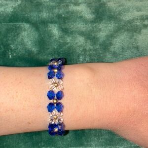 Elegant Blue and Clear Beaded Bracelet